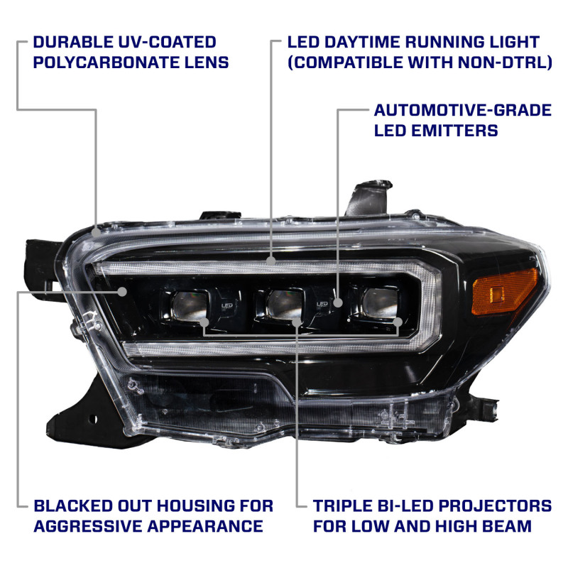 Toyota Tacoma Headlights - Front - FORM Lighting - Triple bi-LED Projectors - `16-`23